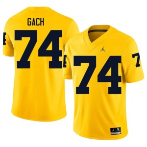 Maize Mens University of Michigan Wolverines #74 Avery Gach Embroidery College Football Jersey 849551-923