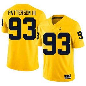 Maize #93 Official Benny Patterson III Men University of Michigan College Football Jersey 338912-225