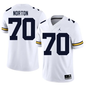 White UMich #70 NCAA College Football Brady Norton Mens Jersey 331203-551