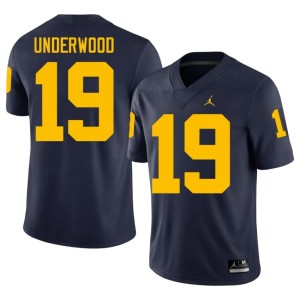 Navy University of Michigan Wolverines College Football Bryce Underwood Player #19 Men Jersey 142649-814