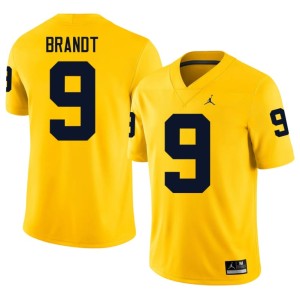Maize #9 Mens Limited University of Michigan Cameron Brandt College Football Jersey 852763-630