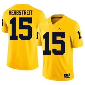 Maize Stitched University of Michigan Wolverines Chase Herbstreit College Football #15 Men's Jersey 871364-950