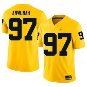 Maize Chibi Anwunah Men College Football #97 MICH NCAA Jersey 138284-308