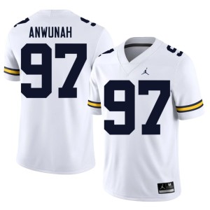 White College Football Michigan Replica Men #97 Chibi Anwunah Jersey 298009-387