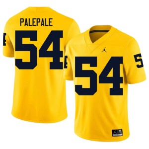 Maize College Football #54 UMich Men's Official Deyvid Palepale Jersey 337313-356