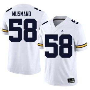 White Eli Musmand College Football #58 Men's High School University of Michigan Wolverines Jersey 984886-112