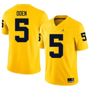 Maize College Football Jacob Oden University of Michigan #5 NCAA Men's Jersey 651566-113