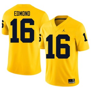Maize College Football #16 Official Men's Jo'Ziah Edmond MICH Jerseys 428144-496