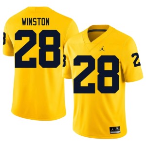 Maize Michigan Wolverines #28 Men's College Football Player Kainoa Winston Jersey 733540-957