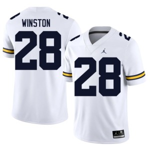 White Mens UMich Replica #28 Kainoa Winston College Football Jersey 402560-402