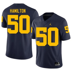 Navy College Football Michigan Wolverines #50 2026-27 Luke Hamilton Men's Jerseys 281362-191