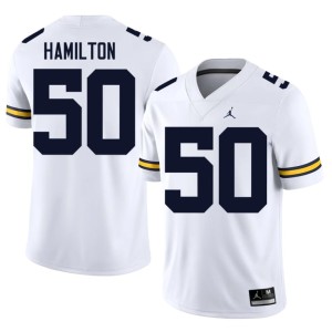 White Luke Hamilton University of Michigan College Football Men's #50 Embroidery Jerseys 207774-142