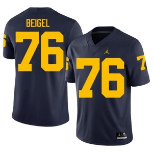 Navy Manuel Beigel Embroidery #76 Men Michigan College Football Jerseys 479559-390