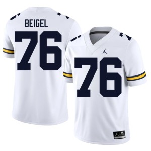 White #76 Manuel Beigel Men's College Football Player MICH Jerseys 158592-341