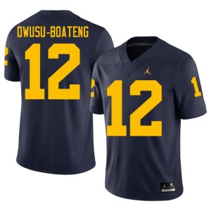 Navy #12 NCAA College Football Mens Michigan Wolverines Nathaniel Owusu-Boateng Jersey 178930-505