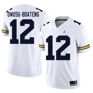 White Men Michigan Replica Nathaniel Owusu-Boateng College Football #12 Jersey 456439-376