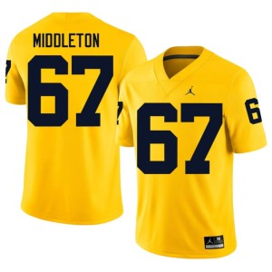 Maize College Football Men University Wolverines Trent Middleton #67 Jerseys 956442-402