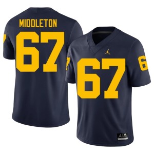 Navy Mens College Football Michigan Wolverines High School Trent Middleton #67 Jerseys 272626-473