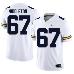 White Player College Football Trent Middleton Men #67 Michigan Jerseys 973228-620