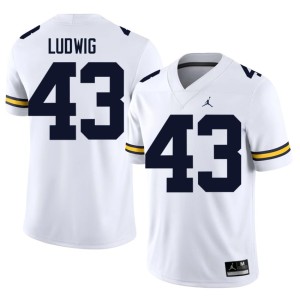 White Men College Football Michigan #43 Zach Ludwig Alumni Jersey 938040-436