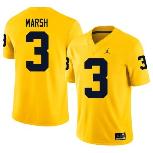 Maize Andrew Marsh College Football Game #3 UMich Mens Jersey 180003-720