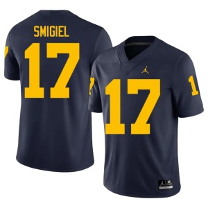 Navy #17 Men Wolverines Alumni College Football Brady Smigiel Jerseys 106379-290