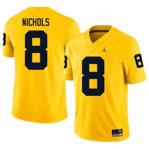 Maize Dominic Nichols Mens College Football Michigan 2026 #8 Jerseys 109141-142