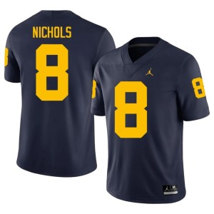 Navy #8 Dominic Nichols College Football University Michigan Wolverines Men's Jersey 626960-390