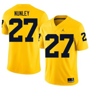 Maize #27 Ernest Nunley Wolverines Mens 2026-27 College Football Jersey 459460-491