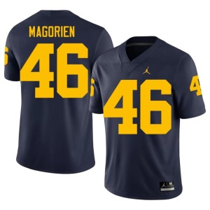 Navy NCAA College Football Mens Gavin Magorien UMich #46 Jerseys 173453-711