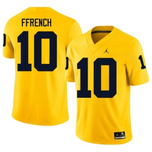 Maize U-M Jaime Ffrench College Football #10 Mens Game Jersey 615402-323