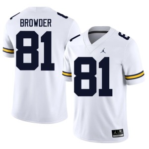 White Official College Football Jamar Browder Men's #81 Michigan Jerseys 830637-810