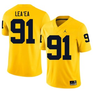 Maize Limited Jonah Lea'ea Men's College Football University of Michigan #91 Jersey 660689-758