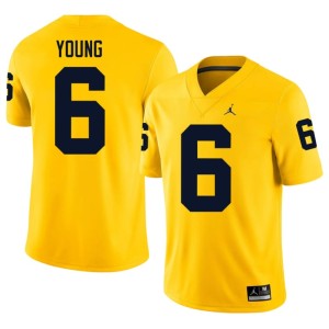 Maize Men's UMich College Football #6 Stitched Jordan Young Jerseys 413085-627
