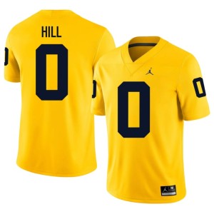 Maize #0 UMich Alumni College Football Jyaire Hill Men's Jerseys 304457-429