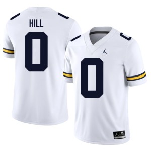 White Stitched #0 University of Michigan Mens Jyaire Hill College Football Jerseys 806875-305