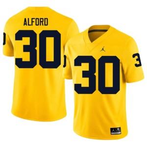 Maize Men College Football #30 NCAA Max Alford Michigan Wolverines Jersey 251396-634