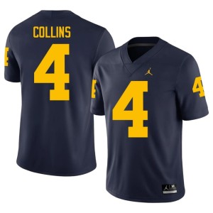 Navy Wolverines Mens College Football #4 Nico Collins NCAA Jersey 563295-270