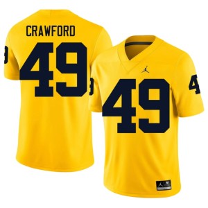 Maize Michigan Nico Crawford #49 Men 2026-27 College Football Jersey 349918-523