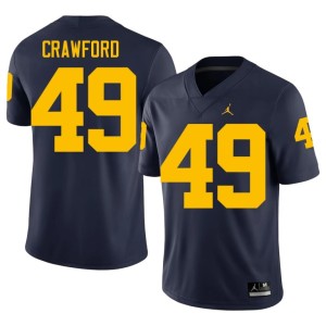 Navy Nico Crawford College Football #49 Player Men's University of Michigan Wolverines Jerseys 447429-888