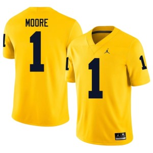 Maize Rod Moore College Football Men's Stitched #1 University of Michigan Jersey 441285-143