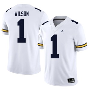White #1 U-M College Football Men's Roman Wilson Limited Jerseys 484704-275