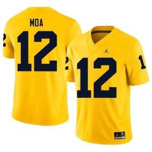 Maize College Football Michigan Limited #12 Salesi Moa Men's Jerseys 243639-542