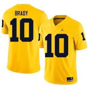 Maize Wolverines Men's College Football Official #10 Tom Brady Jersey 378318-627