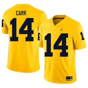 Maize Mens #14 Tommy Carr University of Michigan College Football Alumni Jersey 389537-381