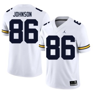White Men College Football MICH #86 Embroidery Travis Johnson Jerseys 372686-411