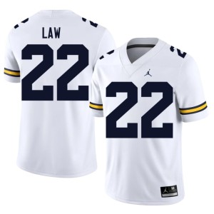 White Mens College Football #22 NCAA Ty Law U of M Jersey 435740-450
