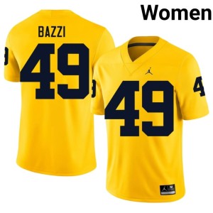 Maize College Football Michigan Womens Adam Bazzi NCAA #49 Jersey 200731-588