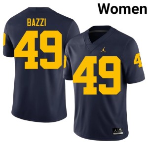 Navy #49 Adam Bazzi College Football Womens UMich Stitched Jersey 636678-660