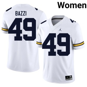 White #49 Adam Bazzi Official Women UMich College Football Jersey 330855-658